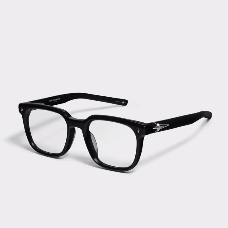 Lunettes rectangulaires noir mat sur fond blanc